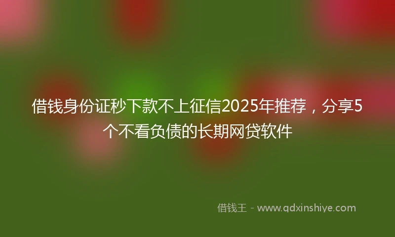 借钱身份证秒下款不上征信2025年推荐，分享5个不看负债的长期网贷软件