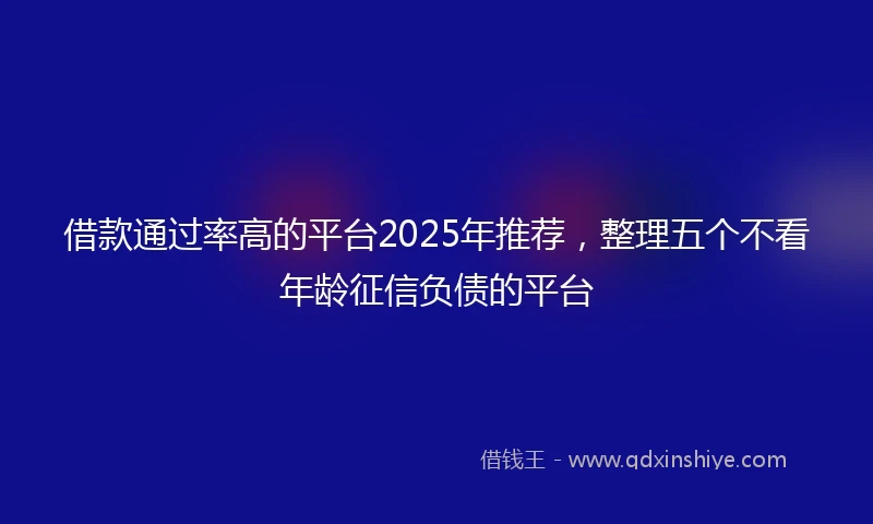 借款通过率高的平台2025年推荐，整理五个不看年龄征信负债的平台