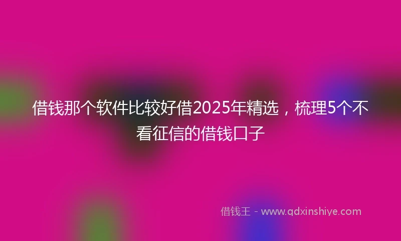 借钱那个软件比较好借2025年精选，梳理5个不看征信的借钱口子