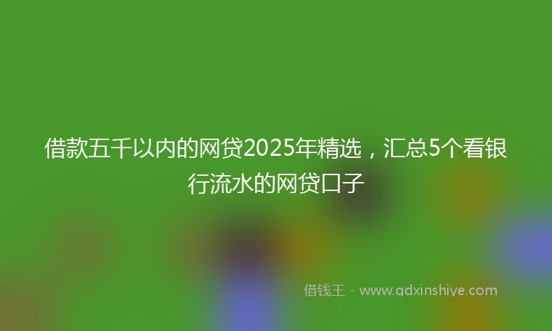 借款五千以内的网贷2025年精选，汇总5个看银行流水的网贷口子