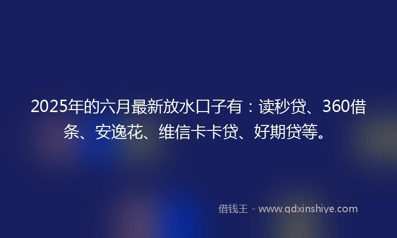 2025年的六月最新放水口子有：读秒贷、360借条、安逸花、维信卡卡贷、好期贷等。