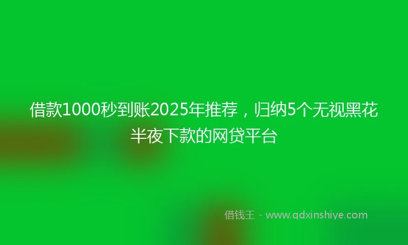 借款1000秒到账2025年推荐，归纳5个无视黑花半夜下款的网贷平台