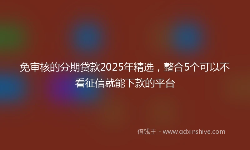 免审核的分期贷款2025年精选，整合5个可以不看征信就能下款的平台