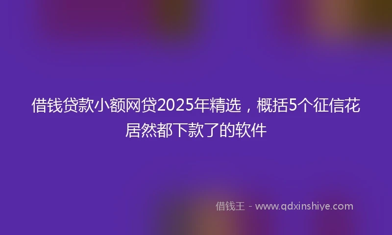 借钱贷款小额网贷2025年精选，概括5个征信花居然都下款了的软件