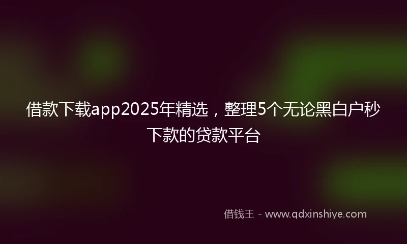 借款下载app2025年精选，整理5个无论黑白户秒下款的贷款平台
