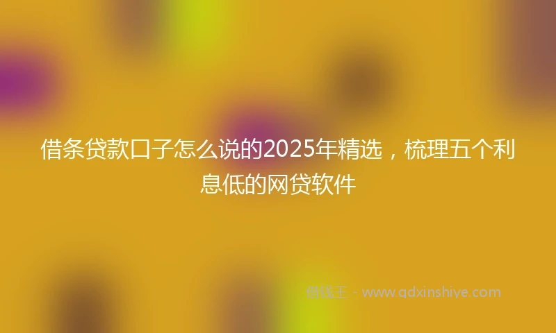 借条贷款口子怎么说的2025年精选，梳理五个利息低的网贷软件