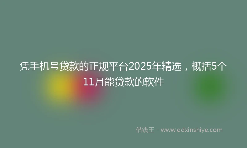 凭手机号贷款的正规平台2025年精选，概括5个11月能贷款的软件
