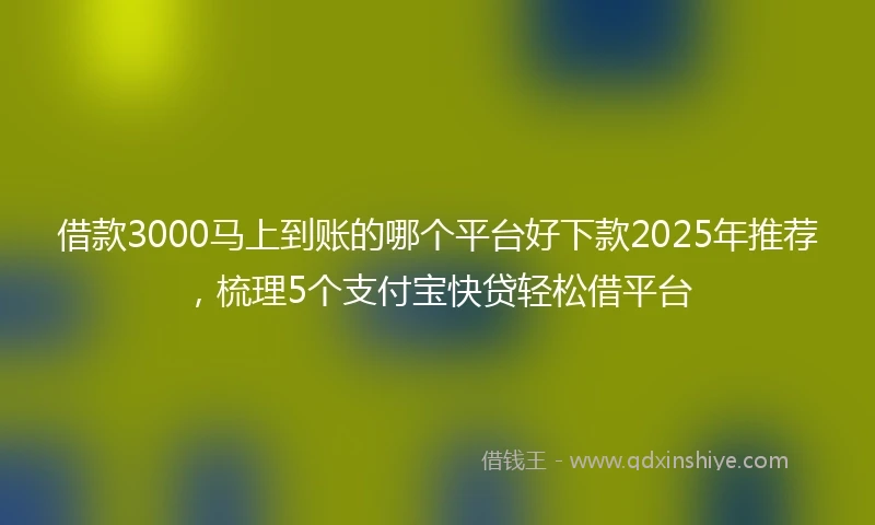 借款3000马上到账的哪个平台好下款2025年推荐，梳理5个支付宝快贷轻松借平台