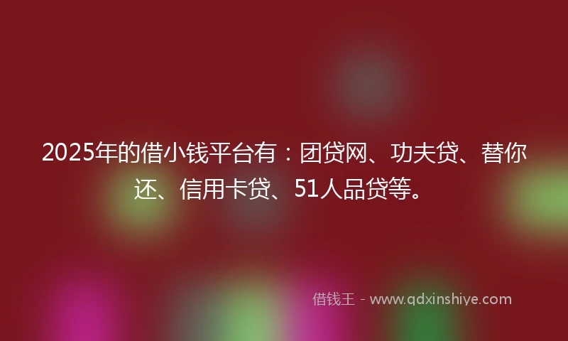 2025年的借小钱平台有：团贷网、功夫贷、替你还、信用卡贷、51人品贷等。