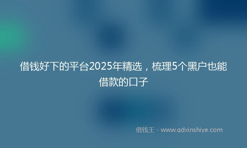 借钱好下的平台2025年精选，梳理5个黑户也能借款的口子