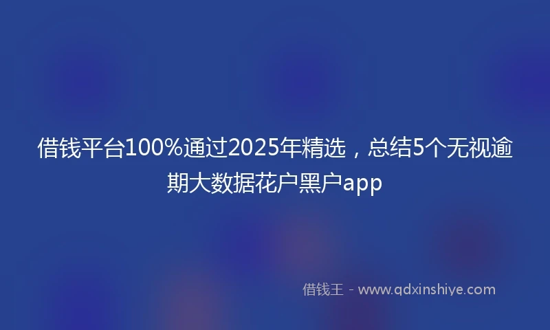 借钱平台100%通过2025年精选，总结5个无视逾期大数据花户黑户app