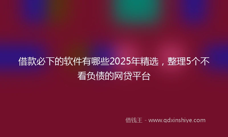 借款必下的软件有哪些2025年精选，整理5个不看负债的网贷平台