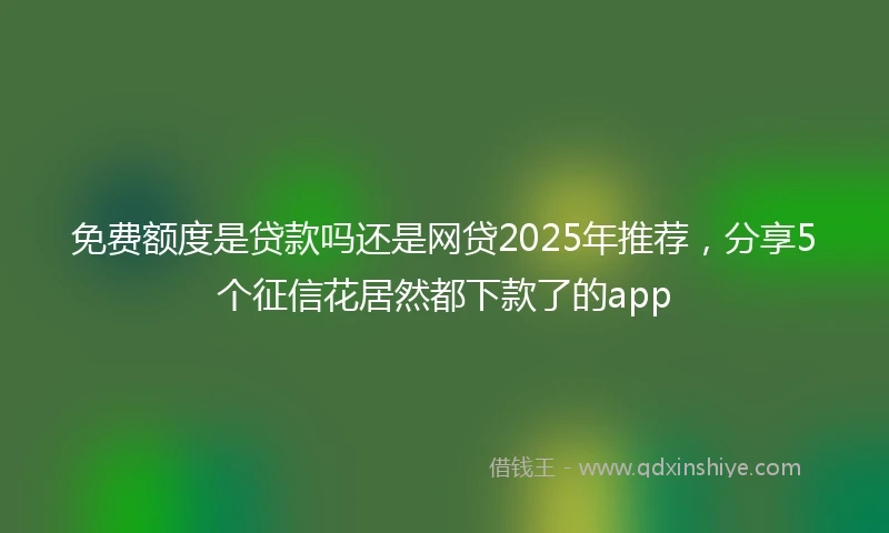 免费额度是贷款吗还是网贷2025年推荐，分享5个征信花居然都下款了的app