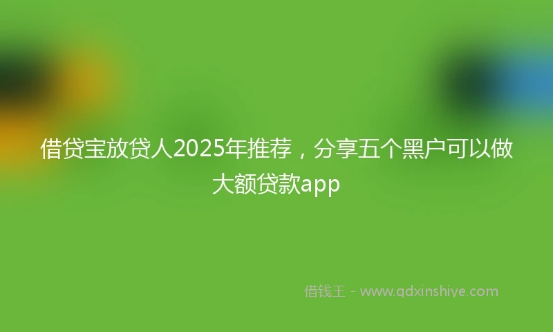 借贷宝放贷人2025年推荐，分享五个黑户可以做大额贷款app
