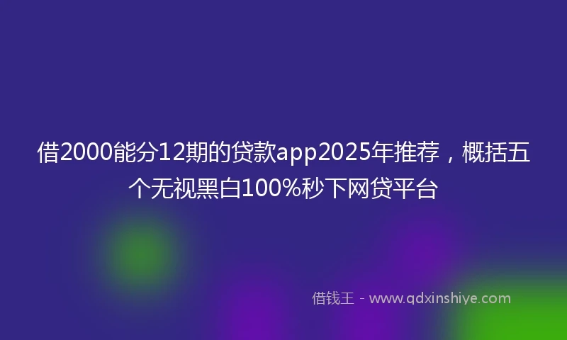 借2000能分12期的贷款app2025年推荐，概括五个无视黑白100%秒下网贷平台