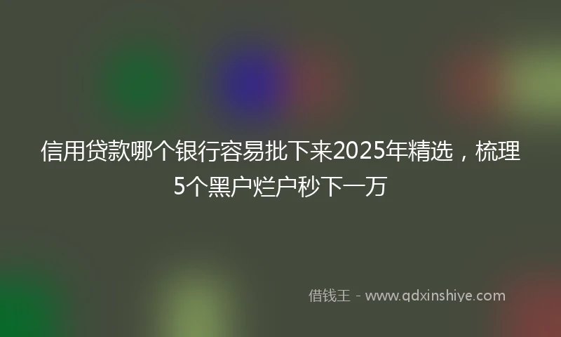 信用贷款哪个银行容易批下来2025年精选，梳理5个黑户烂户秒下一万