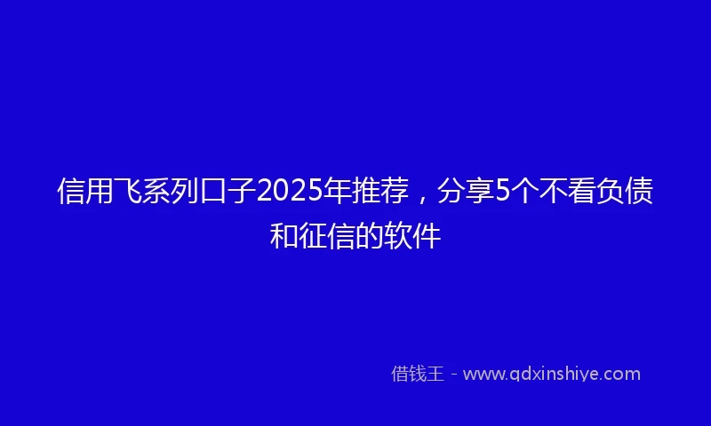 信用飞系列口子2025年推荐，分享5个不看负债和征信的软件