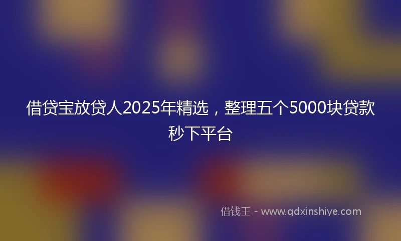 借贷宝放贷人2025年精选，整理五个5000块贷款秒下平台