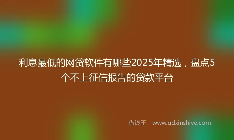 利息最低的网贷软件有哪些2025年精选，盘点5个不上征信报告的贷款平台