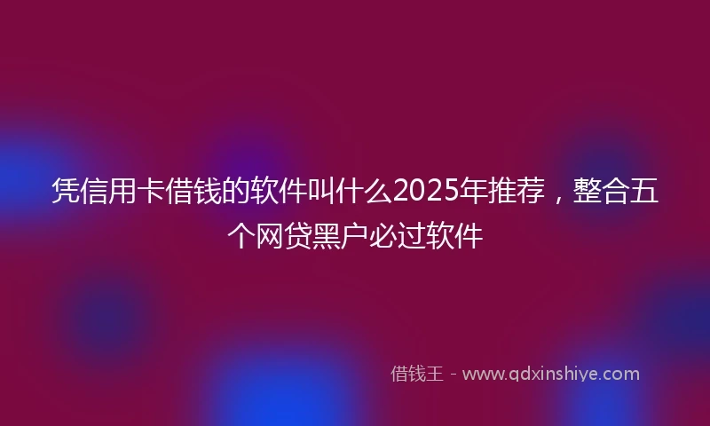 凭信用卡借钱的软件叫什么2025年推荐，整合五个网贷黑户必过软件