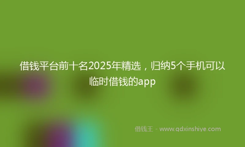 借钱平台前十名2025年精选，归纳5个手机可以临时借钱的app