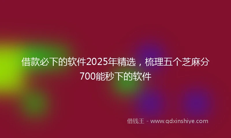 借款必下的软件2025年精选，梳理五个芝麻分700能秒下的软件