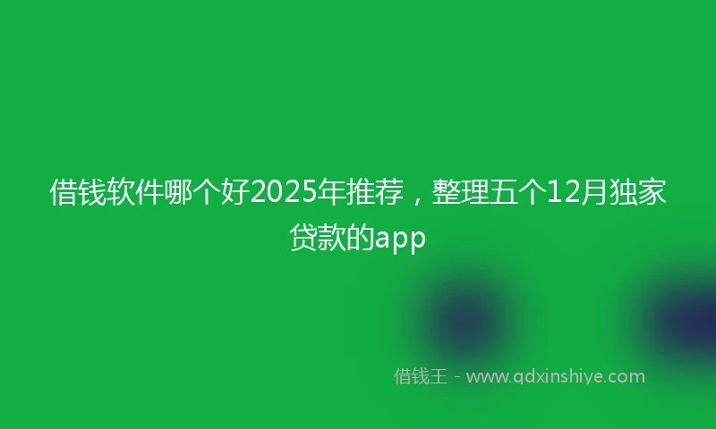 借钱软件哪个好2025年推荐，整理五个12月独家贷款的app