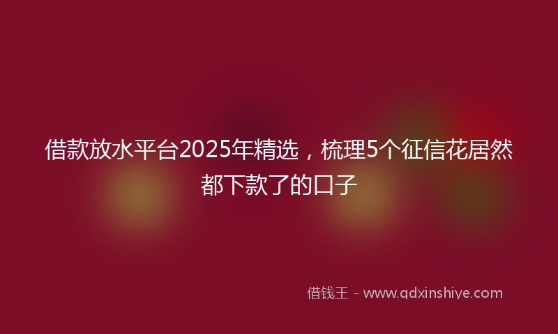 借款放水平台2025年精选，梳理5个征信花居然都下款了的口子