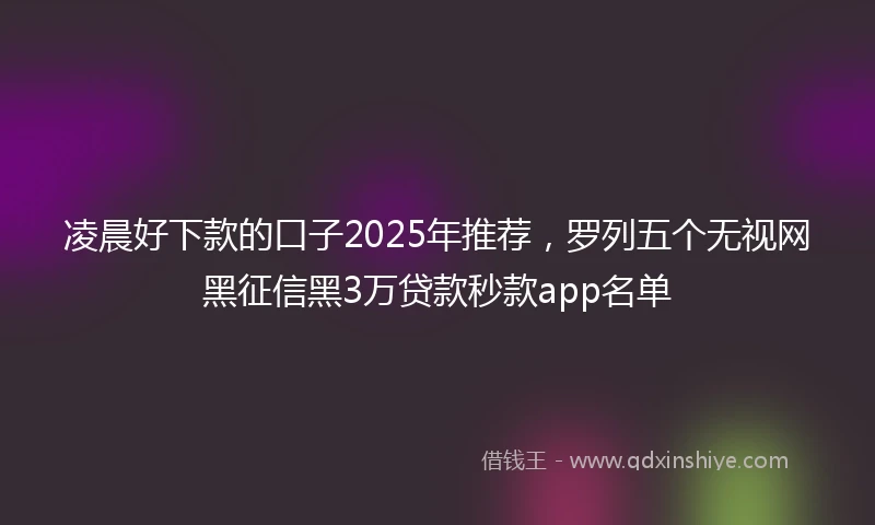 凌晨好下款的口子2025年推荐，罗列五个无视网黑征信黑3万贷款秒款app名单