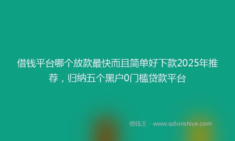 借钱平台哪个放款最快而且简单好下款2025年推荐，归纳五个黑户0门槛贷款平台