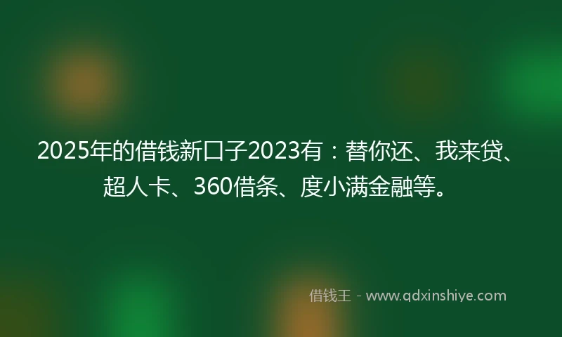 2025年的借钱新口子2023有：替你还、我来贷、超人卡、360借条、度小满金融等。