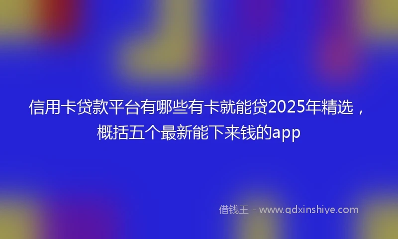 信用卡贷款平台有哪些有卡就能贷2025年精选，概括五个最新能下来钱的app