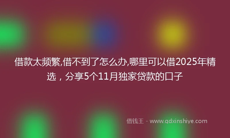 借款太频繁,借不到了怎么办,哪里可以借2025年精选，分享5个11月独家贷款的口子