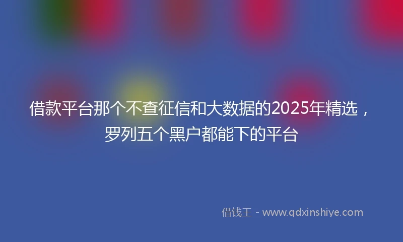 借款平台那个不查征信和大数据的2025年精选，罗列五个黑户都能下的平台