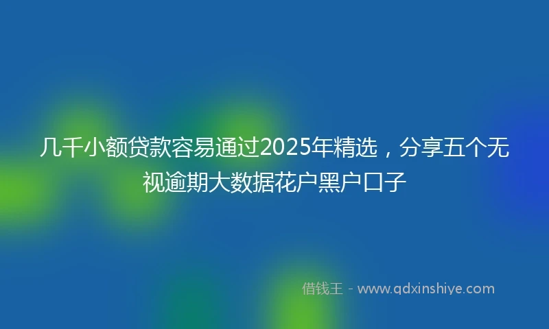 几千小额贷款容易通过2025年精选，分享五个无视逾期大数据花户黑户口子