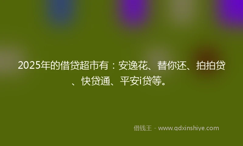 2025年的借贷超市有：安逸花、替你还、拍拍贷、快贷通、平安i贷等。