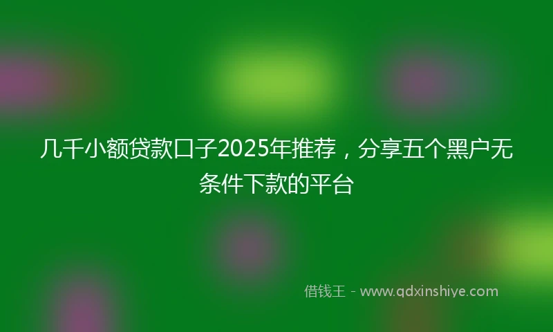 几千小额贷款口子2025年推荐，分享五个黑户无条件下款的平台