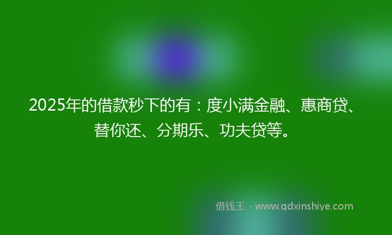 2025年的借款秒下的有：度小满金融、惠商贷、替你还、分期乐、功夫贷等。