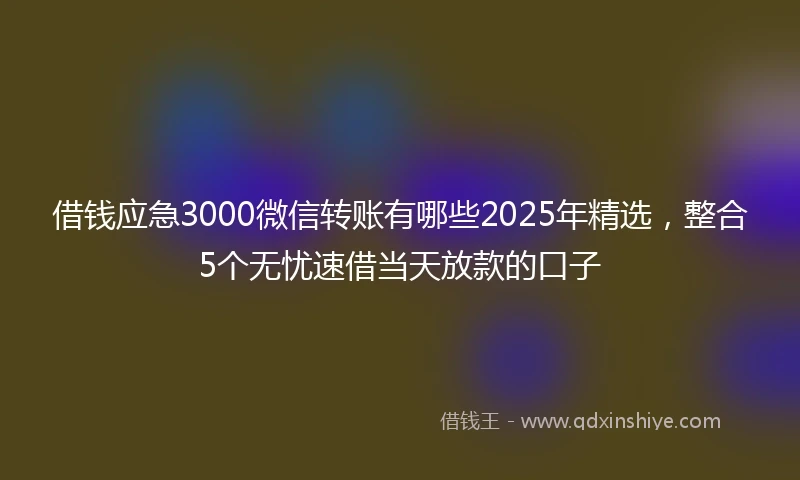 借钱应急3000微信转账有哪些2025年精选，整合5个无忧速借当天放款的口子