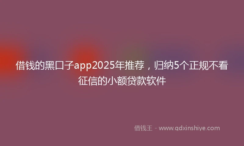 借钱的黑口子app2025年推荐，归纳5个正规不看征信的小额贷款软件