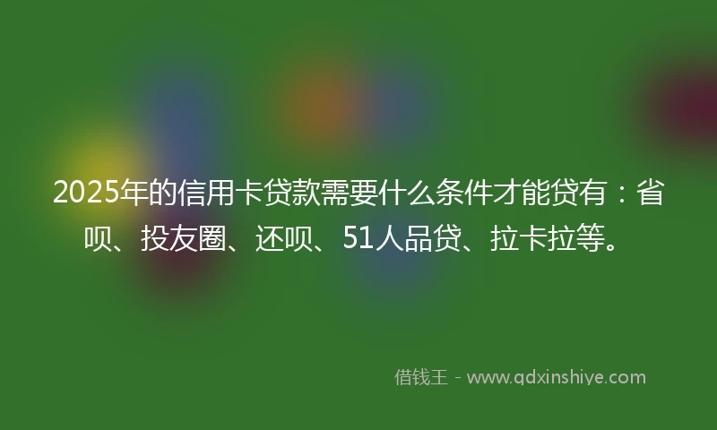2025年的信用卡贷款需要什么条件才能贷有：省呗、投友圈、还呗、51人品贷、拉卡拉等。