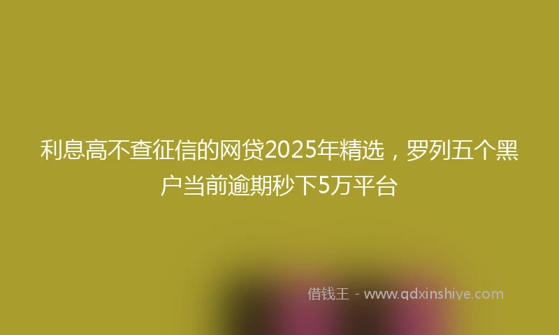 利息高不查征信的网贷2025年精选，罗列五个黑户当前逾期秒下5万平台
