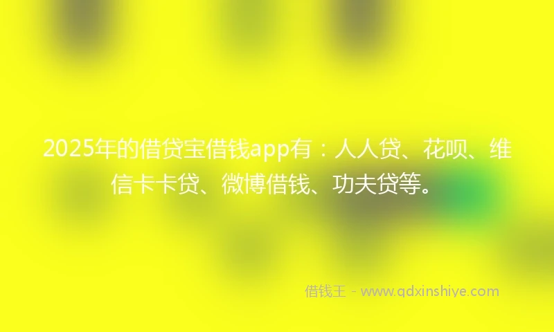 2025年的借贷宝借钱app有：人人贷、花呗、维信卡卡贷、微博借钱、功夫贷等。