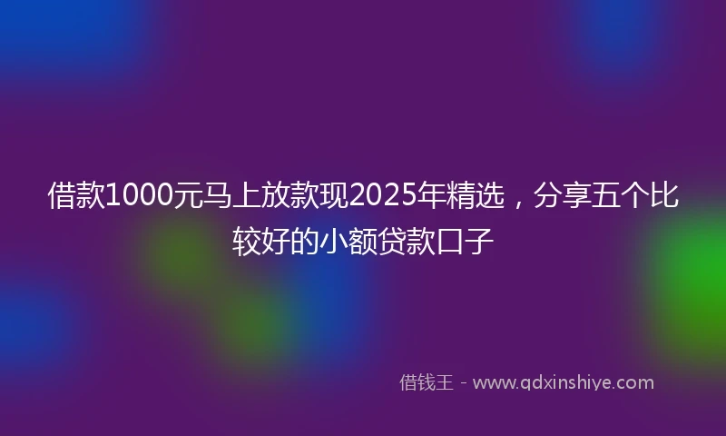 借款1000元马上放款现2025年精选，分享五个比较好的小额贷款口子