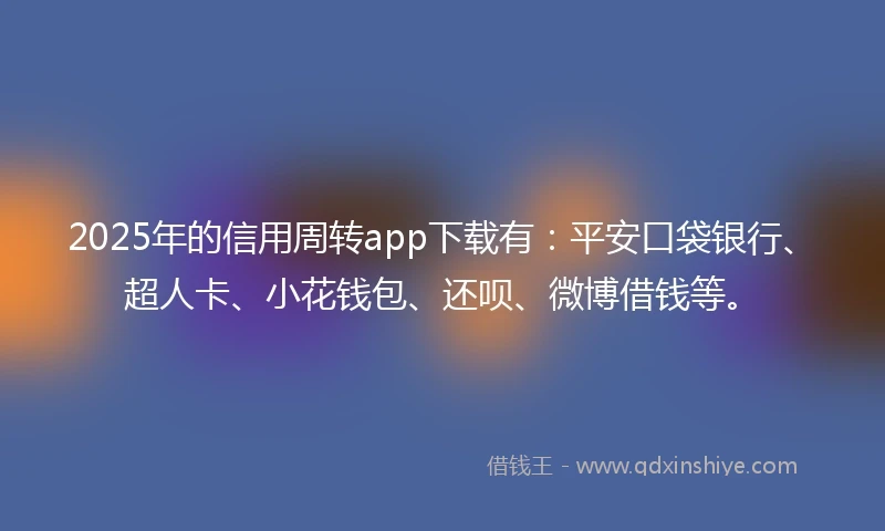2025年的信用周转app下载有：平安口袋银行、超人卡、小花钱包、还呗、微博借钱等。