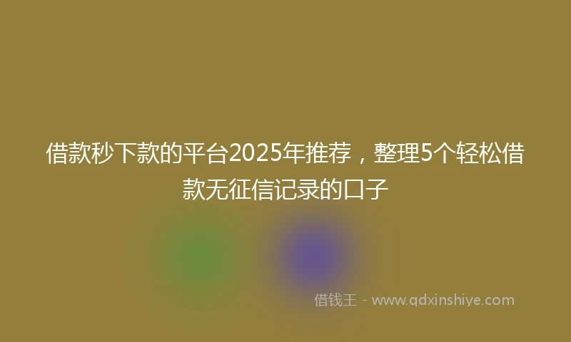 借款秒下款的平台2025年推荐，整理5个轻松借款无征信记录的口子