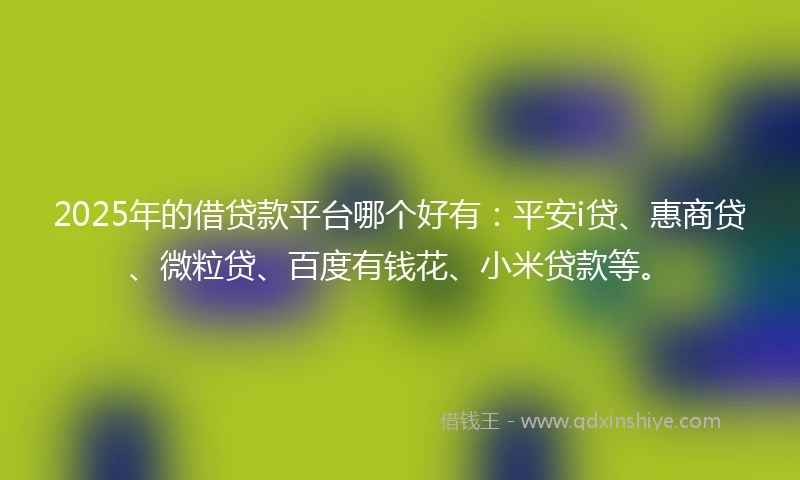2025年的借贷款平台哪个好有：平安i贷、惠商贷、微粒贷、百度有钱花、小米贷款等。