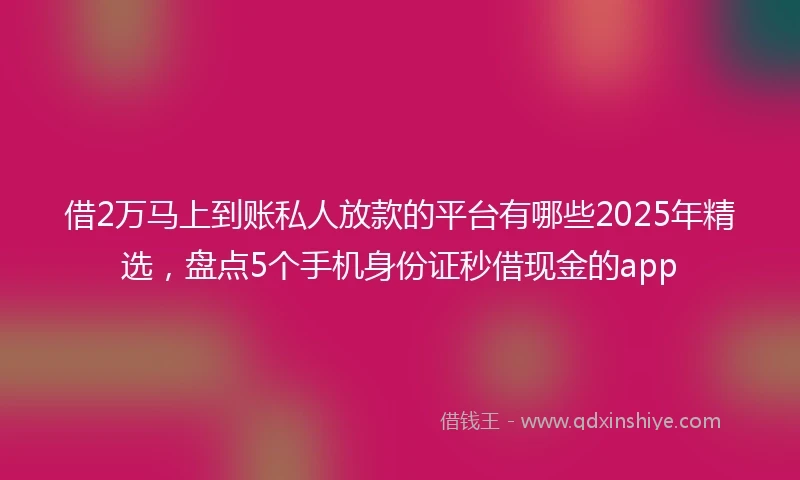 借2万马上到账私人放款的平台有哪些2025年精选,盘点5个手机身份证秒借现金的app