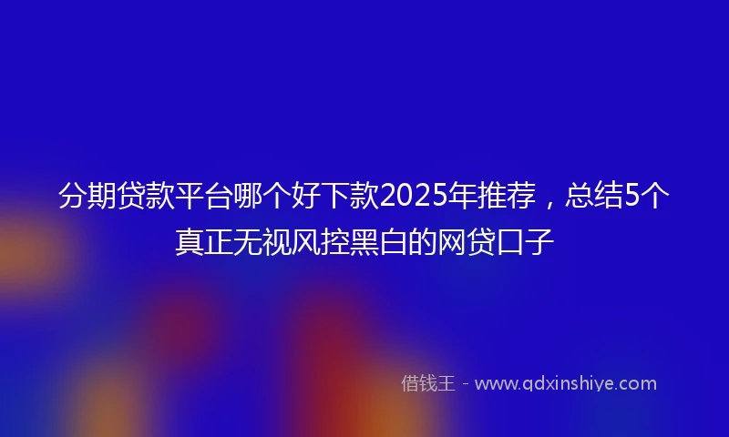 分期贷款平台哪个好下款2025年推荐，总结5个真正无视风控黑白的网贷口子