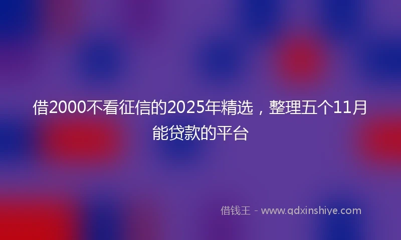 借2000不看征信的2025年精选，整理五个11月能贷款的平台